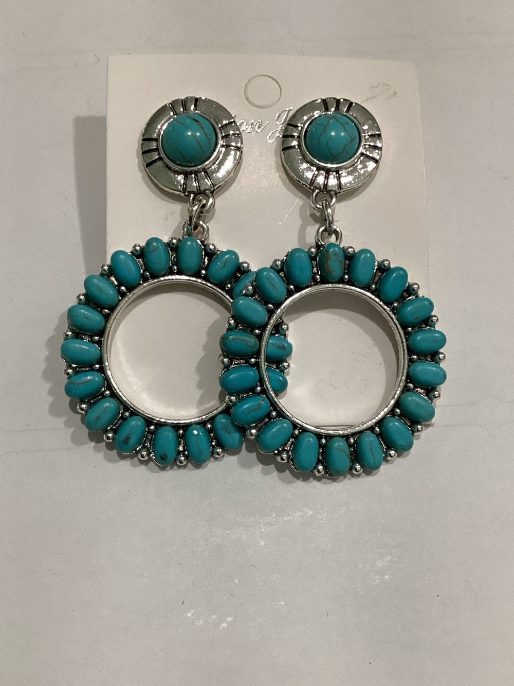 Turquoise Halo Drop Earrings -‎ Women Jewelry